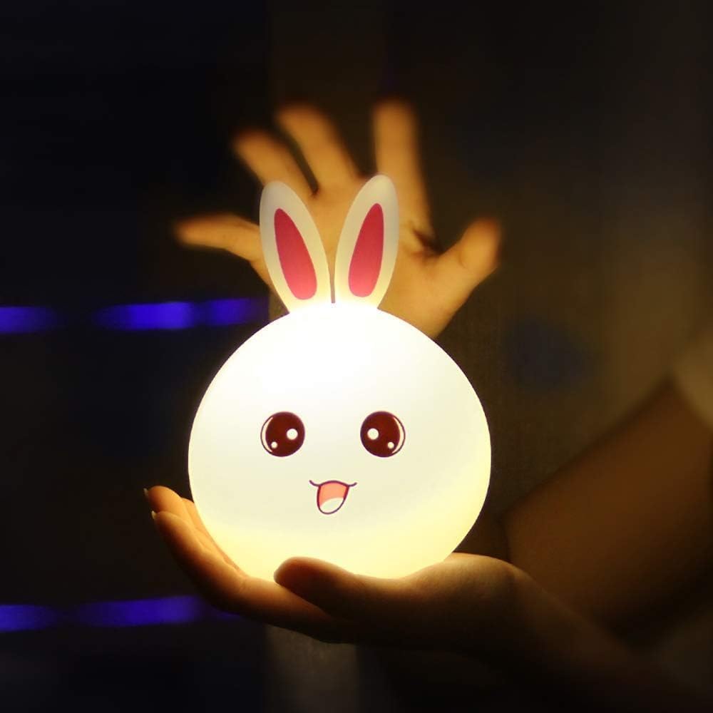 Cute Bunny Night Light – Portable Silicone LED Nursery Lamp with Touch Sensor | Kids Bedside Night Lamp, Safe Cool-to-Touch Design, Rechargeable Rabbit Lamp for Bedroom & Baby Room - Image 4