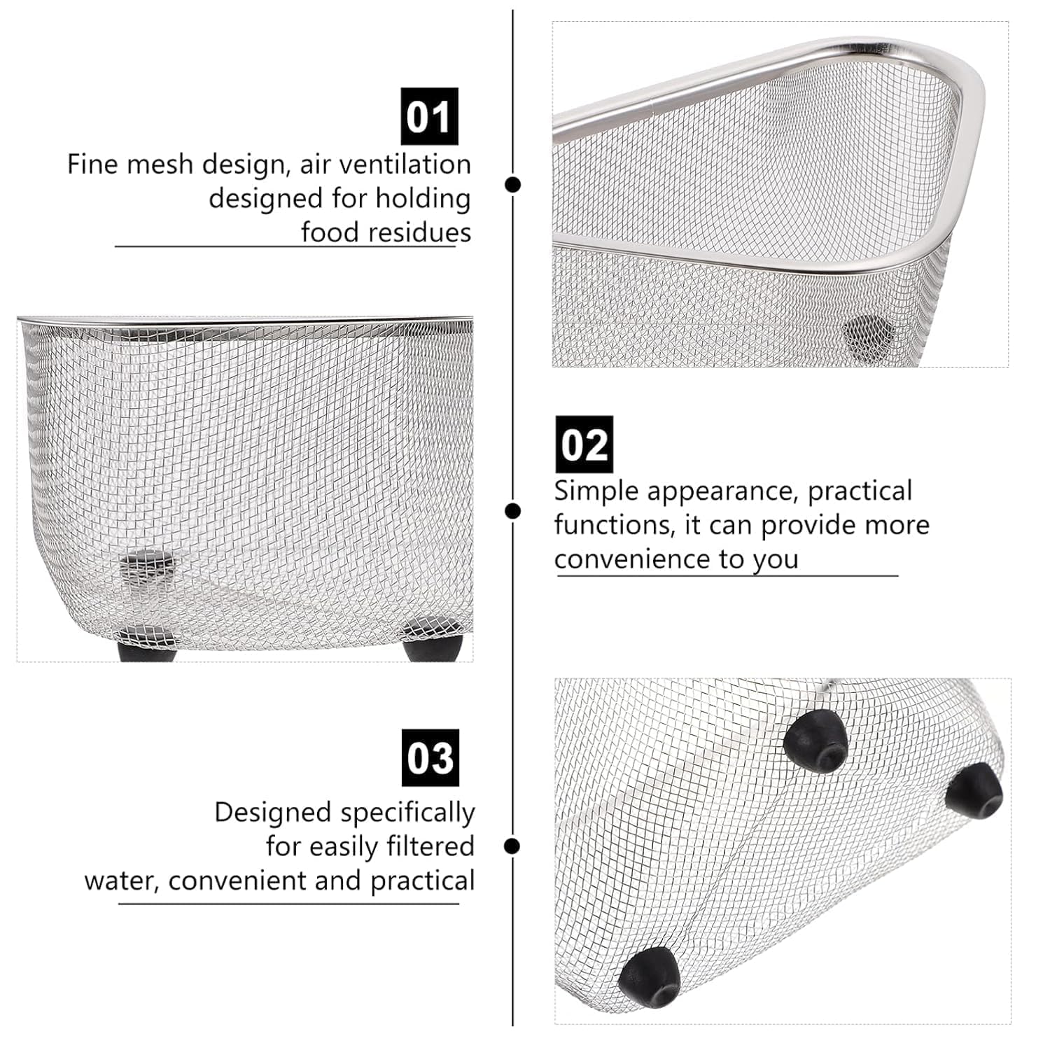 Stainless Steel Dish Rack Drain Basket with Drip Tray & Spoon Holder | Over Sink Counter Plate Rack | Kitchen Drying Stand Bartan Basket Steel Triangle Dish Drainer - Image 4