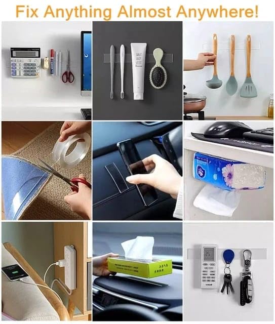 Double Sided Tape Heavy Duty | 3 Meter Nano Adhesive Silicone Gel Grip Tape | Reusable, Washable, Heat Resistant & Removable Anti-Slip Transparent Mounting Tape for Home & Office - Image 5