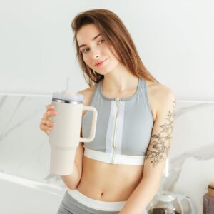 Tumbler with Handle and Straw Stainless Steel Travel Mug