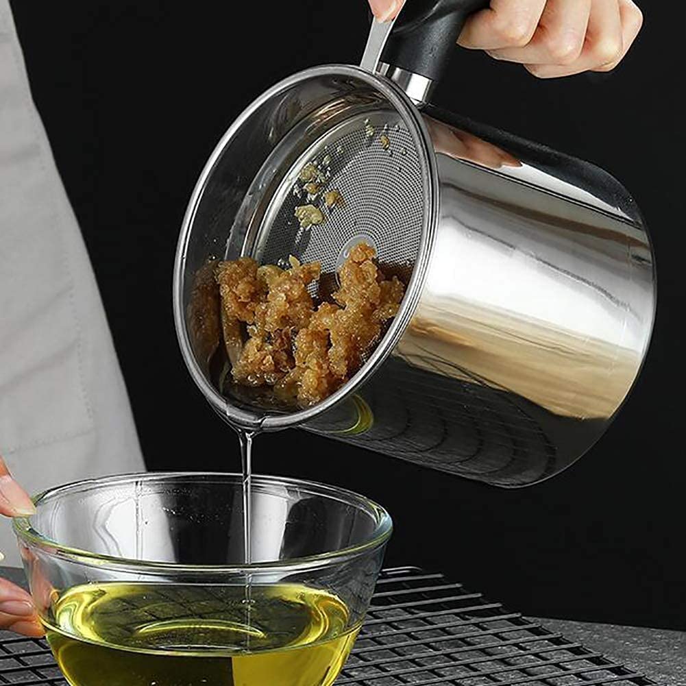 Oil Strainer Pot Grease Can – 1.5L Stainless Steel Oil Storage Container with Fine Mesh Filter, Anti-Scald Handle & Lid | Reusable Bacon Grease Separator & Cooking Oil Saver - Image 5