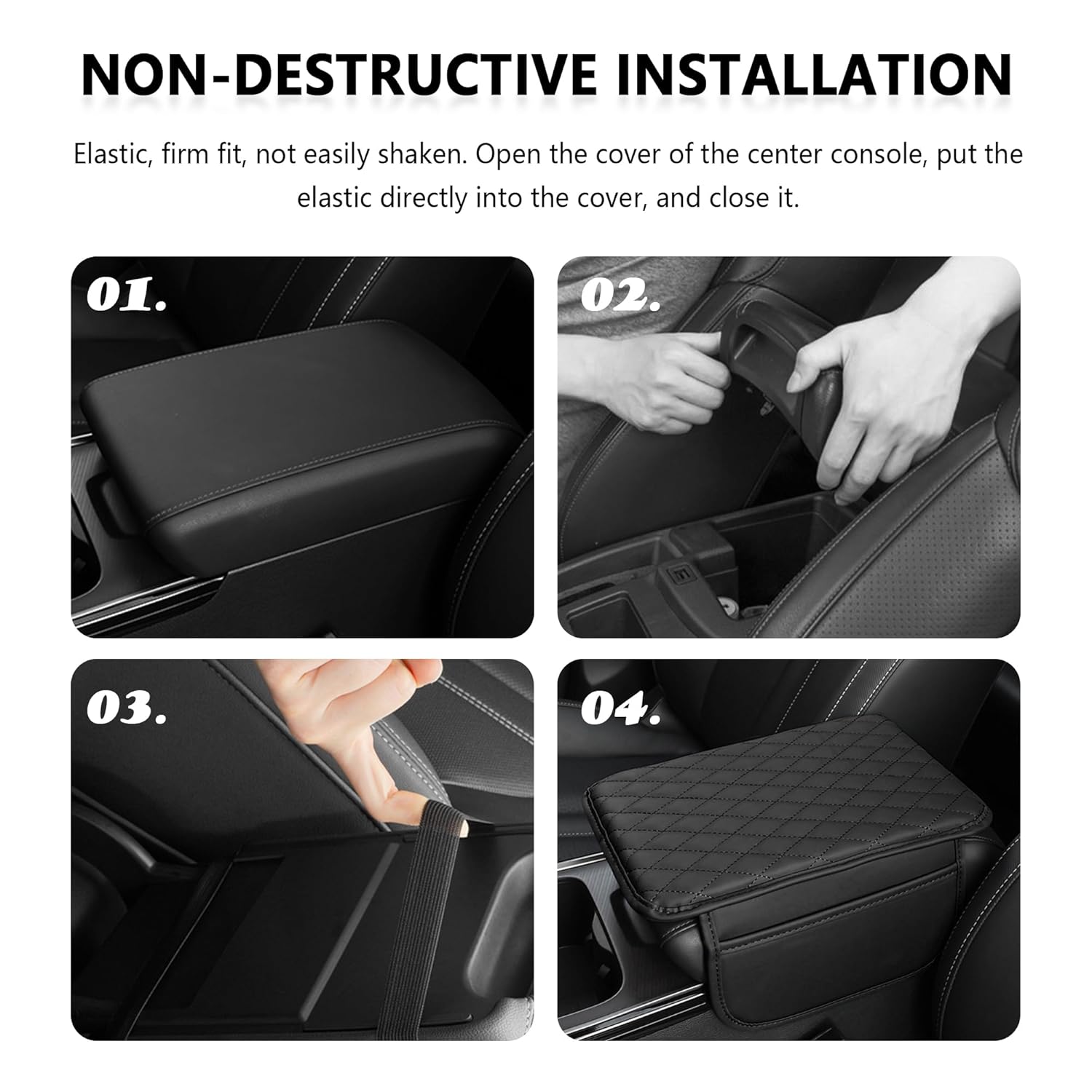 Car Center Console Cover | Microfiber Leather Car Armrest Cushion with Memory Foam & Dual Storage Pockets | Universal Interior Accessory for Small Cars & Sedans - Image 6