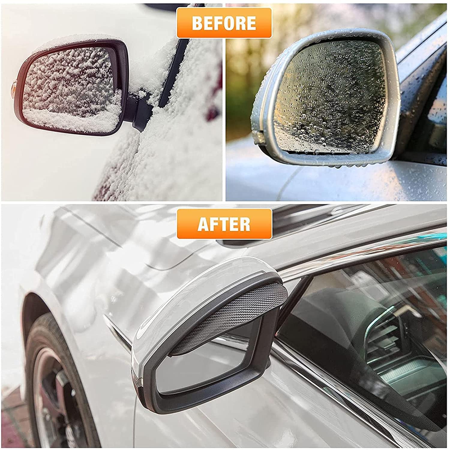 Car Rear View Mirror Rain Visor Eyebrow – Car Side Mirror Rain Guard Smoke Cover | Universal Waterproof PVC Protector for Car, Truck & SUV – Black (Pair 1) - Image 5