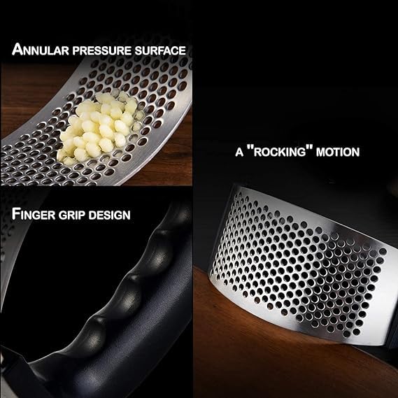 Garlic and Ginger Crusher | Stainless Steel Garlic Mincer & Peeler Kitchen Tool Set | Rust-Proof, Easy Clean, Dishwasher Safe Garlic Press for Home & Professional Use - Image 6
