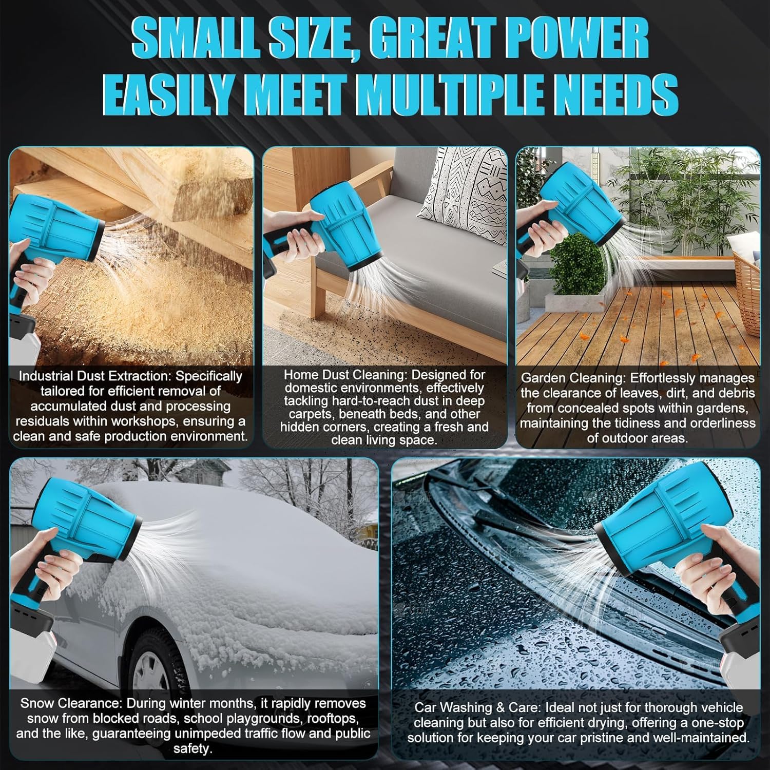 Seese Cordless Leaf Blower with Li-Ion Battery & Charger | Lightweight Portable Electric Blower for Lawn Care, Patio Cleaning, Dust & Leaves Removal - Image 5