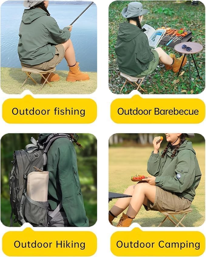 Portable Folding Stool – Heavy Duty 220 lbs Load-Bearing Travel Chair | Oxford Cloth Outdoor Folding Stool for Camping, Fishing, Hiking, BBQ, Beach & Travel - Image 6