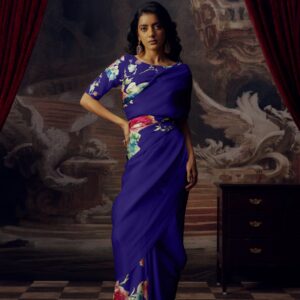 Original Japan Satin Saree Devsena Satin with Digital Print