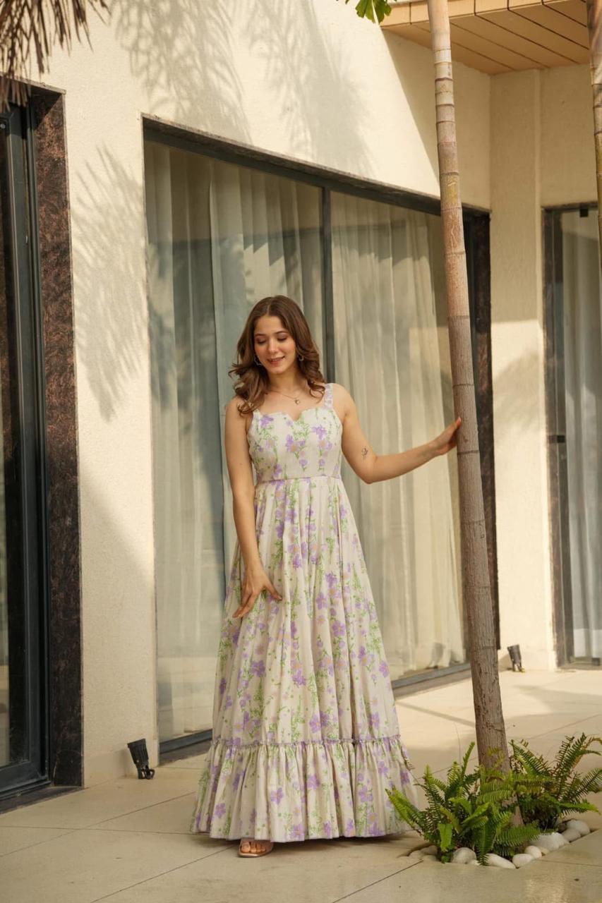 Gown for Girls & Women with Cotton Inner | Fit & Flare Floral Digital Printed Soft Rayon Long One Piece | A-Line Sleeveless Square Neck Party & Casual Dress (order via whatsapp for more collection) - Image 2
