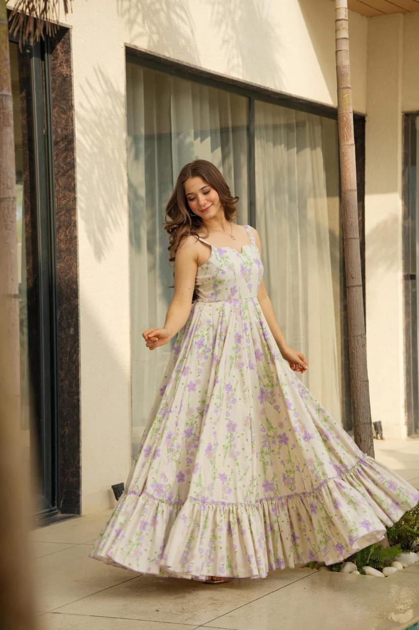 Gown for Girls & Women with Cotton Inner | Fit & Flare Floral Digital Printed Soft Rayon Long One Piece | A-Line Sleeveless Square Neck Party & Casual Dress (order via whatsapp for more collection) - Image 6