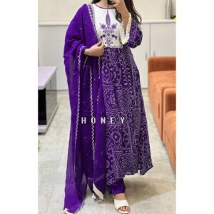 Printed Long Kurti with Pant and Printed Dupatta | Heavy Rayon 3-Piece Set for Women | Designer Embroidered Kurta Pant Dupatta Set with Lace Work | Ethnic Festive Wear Outfit (order via whatsapp for more collection)