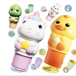 Kids Sticker Stamp | Magical Stamp | Ji and Ja Sticker Stamper with 100+ Stickers | Arts and Crafts Sticker Book for Toddlers | Creative Play Travel Toy for Toddlers Girls Boys | Sticker Stamper | Sticker Stamper Activity Kit for Kids | Creative Arts and Crafts Set