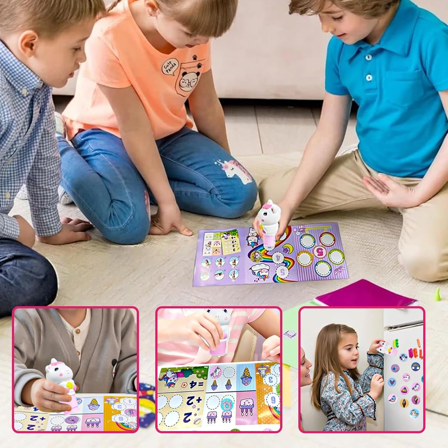 Kids Sticker Stamp | Magical Stamp | Ji and Ja Sticker Stamper with 100+ Stickers | Arts and Crafts Sticker Book for Toddlers | Creative Play Travel Toy for Toddlers Girls Boys | Sticker Stamper | Sticker Stamper Activity Kit for Kids | Creative Arts and Crafts Set - Image 3