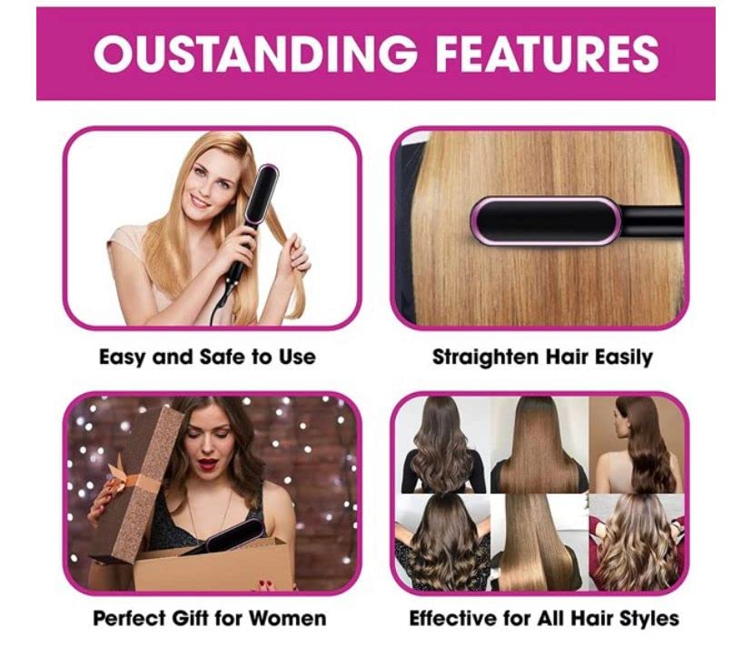 Hair Straightener Comb Brush For Men & Women, Hair Straightening And Smoothing Comb, Electric Hair Brush, Straightener Comb - Image 3
