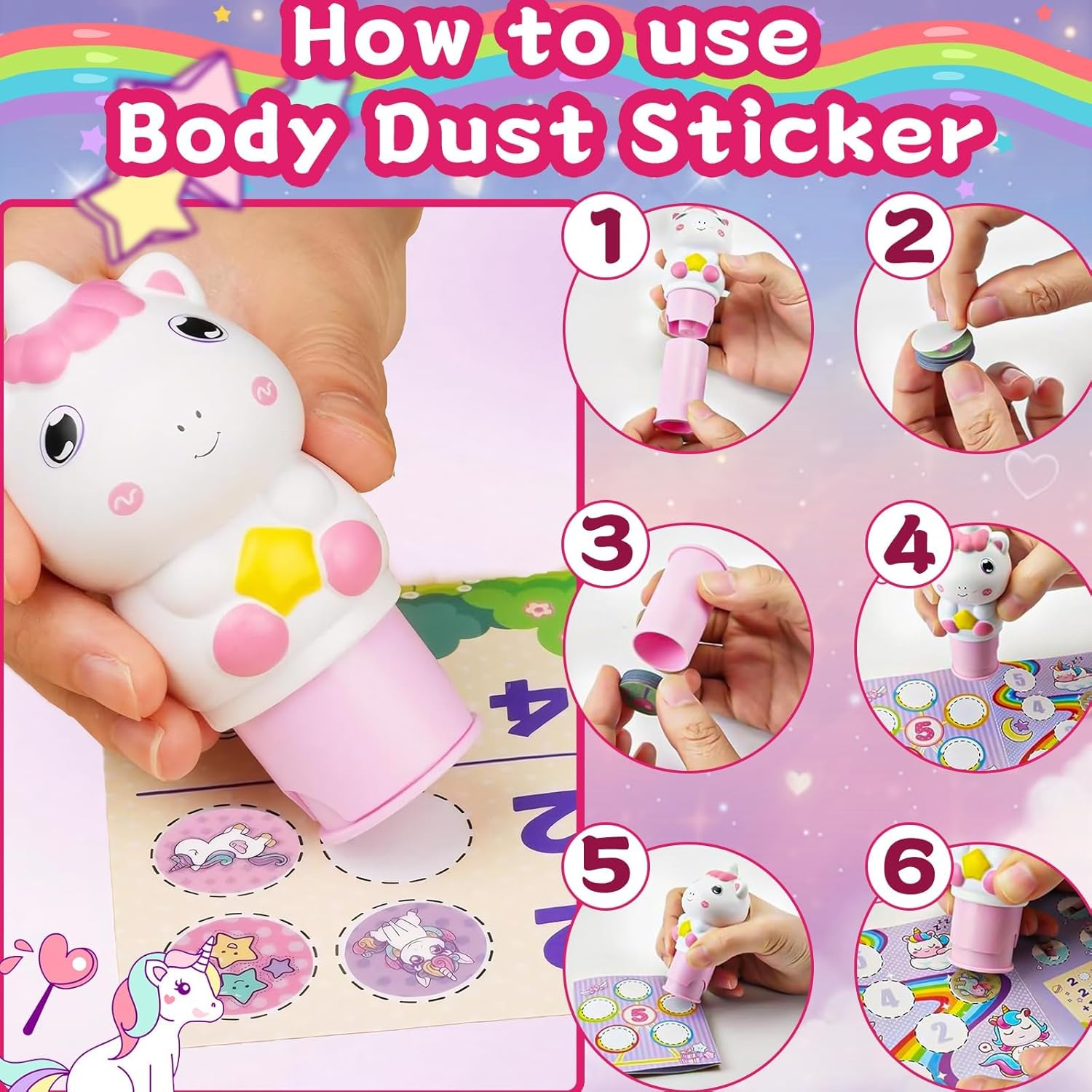 Kids Sticker Stamp | Magical Stamp | Ji and Ja Sticker Stamper with 100+ Stickers | Arts and Crafts Sticker Book for Toddlers | Creative Play Travel Toy for Toddlers Girls Boys | Sticker Stamper | Sticker Stamper Activity Kit for Kids | Creative Arts and Crafts Set - Image 6