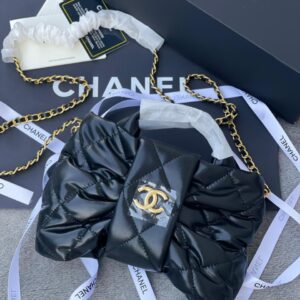 Chanel black  Quilted Bow Handbag for Women  Designer Party Purse, Elegant Crossbody Fashion Bag
