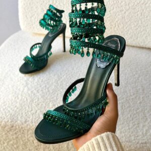 René Caovilla Cleo Chandelier Sandals – Crystal Wrap Luxury Heels