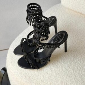 rene caovilla cleo heels Black Sandal For Women