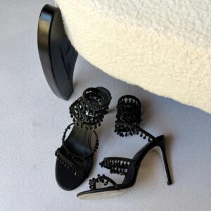 rene caovilla cleo heels Black Sandal For Women