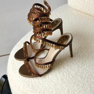 René Caovilla Cleo Chandelier Sandals with Wrap-Around Ankle Strap