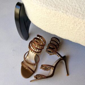 René Caovilla Cleo Chandelier Sandals with Wrap-Around Ankle Strap