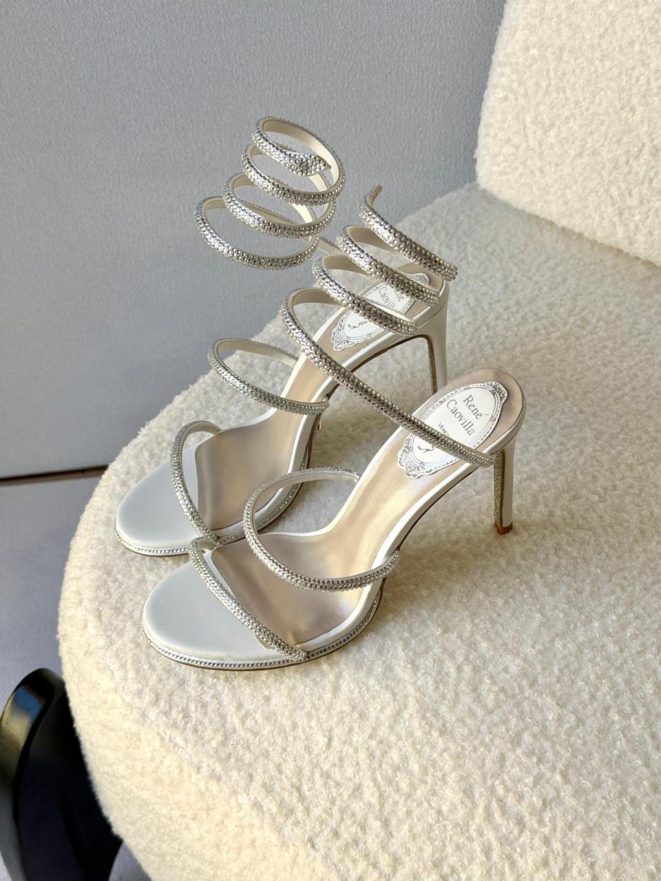 René Caovilla Crystal Wrap Sandals With Heels - Image 4