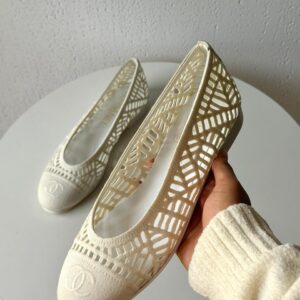 Chanel-Inspired Ballet Flats for Women – Elegant Soft Knit Designer Flat Shoes with Comfortable Fit & Daily Wear Fashion Footwear